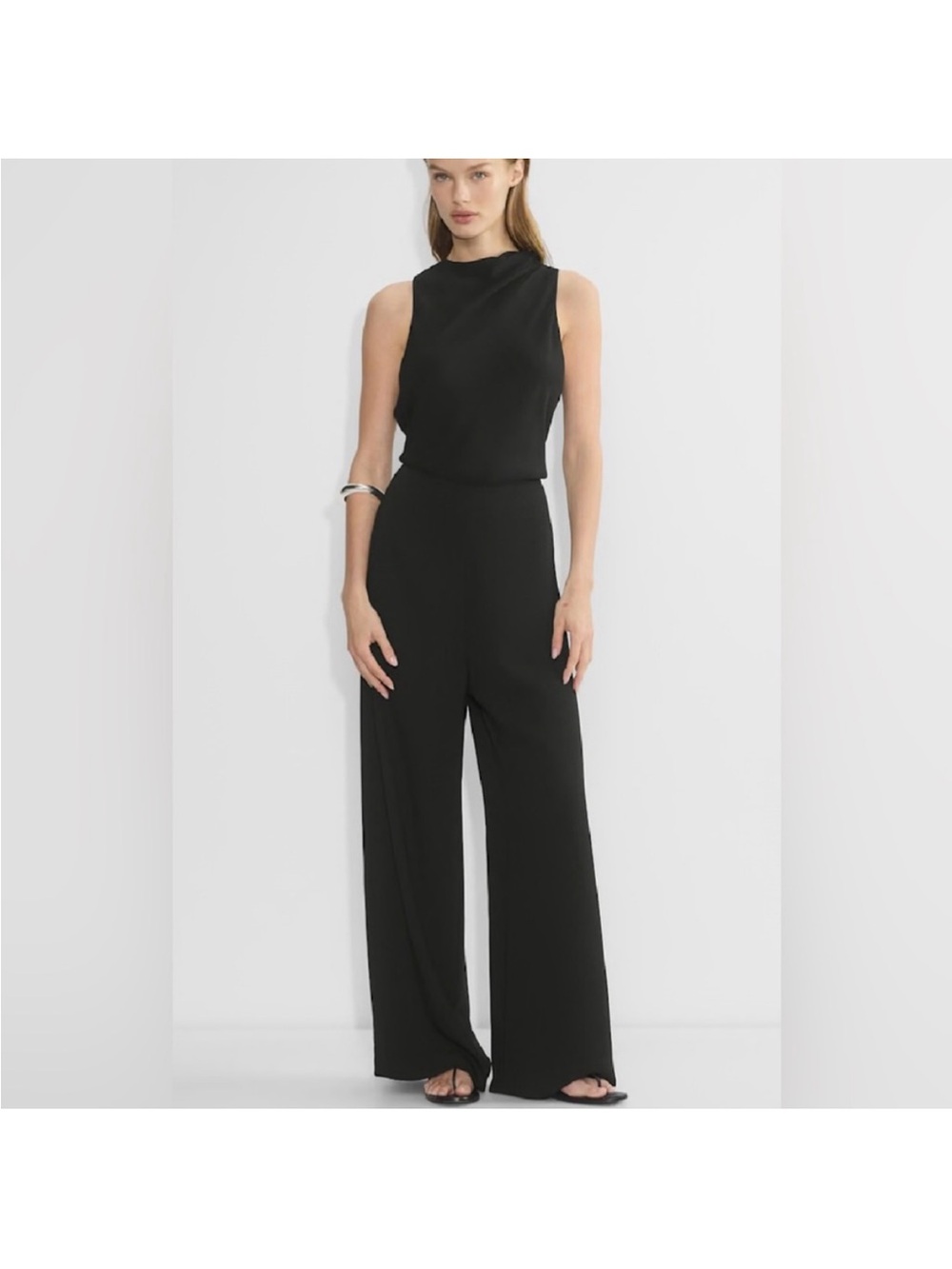 Babaton Black Sleeveless Wide-Leg Jumpsuit